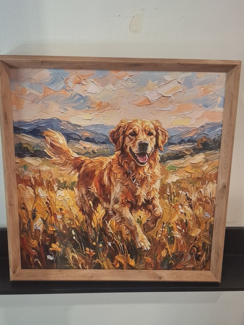Golden Retriever Field Canvas Wall Art - Golden Brown